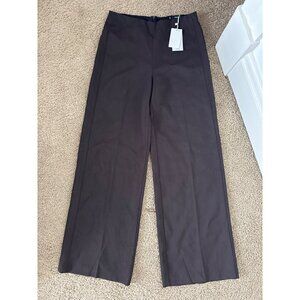 Mango Womens Trouser Sake Brown Wide-Leg Pants With Back Zip Closure, NWOT